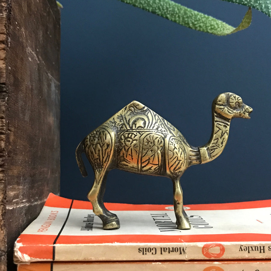 Petite Vintage Mid Century Brass Camel