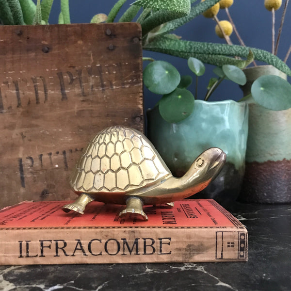 Vintage Mid Century Brass Tortoise
