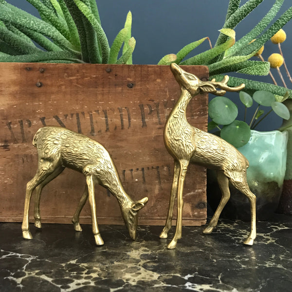 *MEDIUM* Vintage Brass Pair of Deer