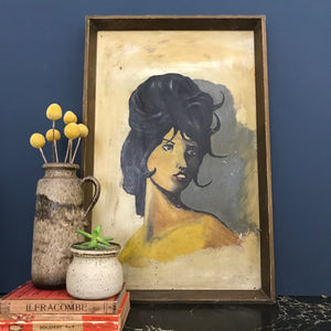 Vintage 1960s Oil Painting of a Lady