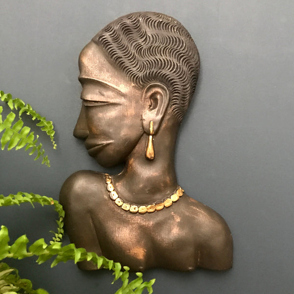 LARGE Vintage African Lady Wall Plaque