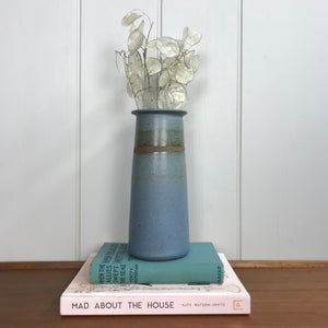 Tall Blue Stoneware Ceramic Vase