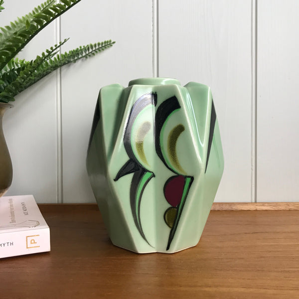 Mid Century Green Ceramic Modernist Vase