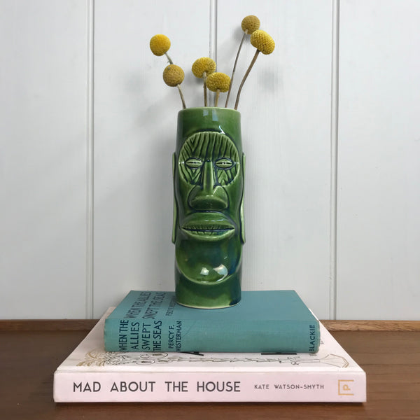 Vintage Mount Fuji Inn Tiki Green Vase