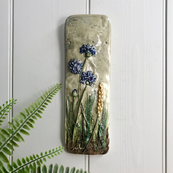 Mid Century Ceramic 'Field of Flowers' Wall Plaque #3