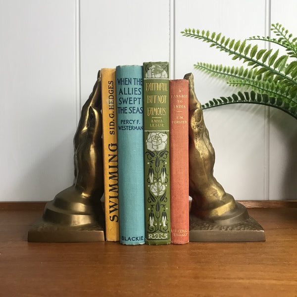 Mid Century Brass Hands Bookends