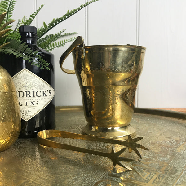 Vintage Brass Ice Bucket & Tongs Set #2