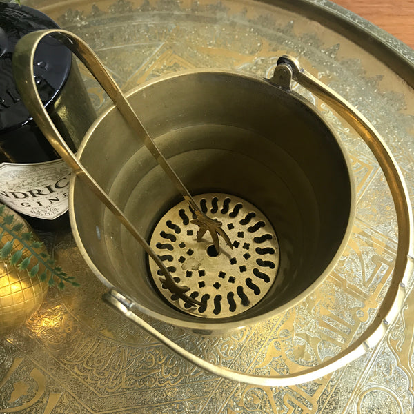 Vintage Brass Ice Bucket & Tongs Set #2