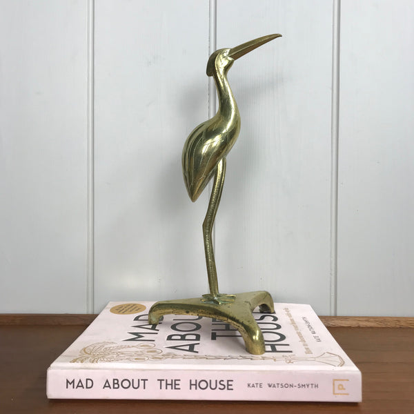 Etched Mid Century Brass Crane #A1
