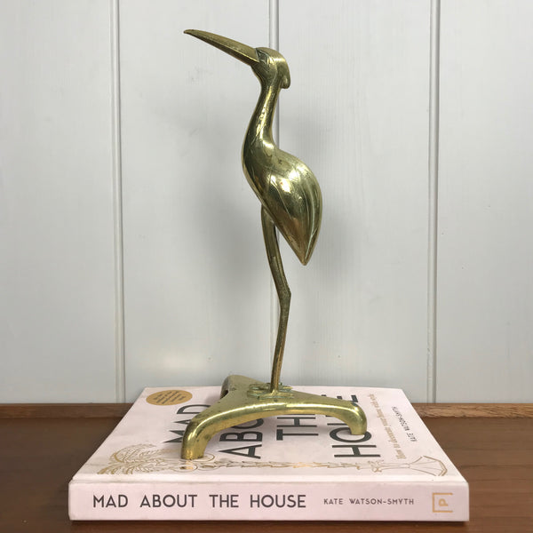 Etched Mid Century Brass Crane #A1
