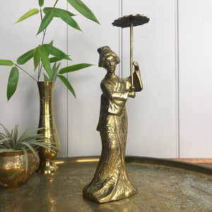 Mid Century Brass Oriental Lady Figurine