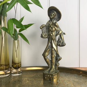 Mid Century Brass Oriental Man Figurine