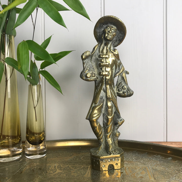 Mid Century Brass Oriental Man Figurine
