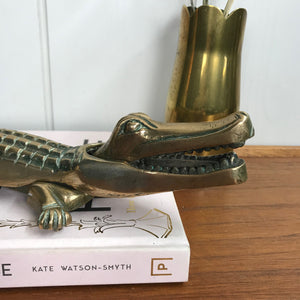 Large Vintage Brass Crocodile Nut Cracker #A1