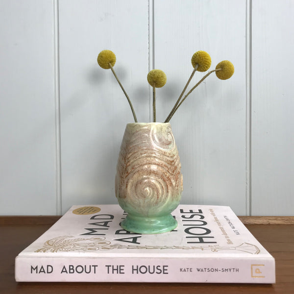 Art Deco Blush Pink/Green Vase - Swirl