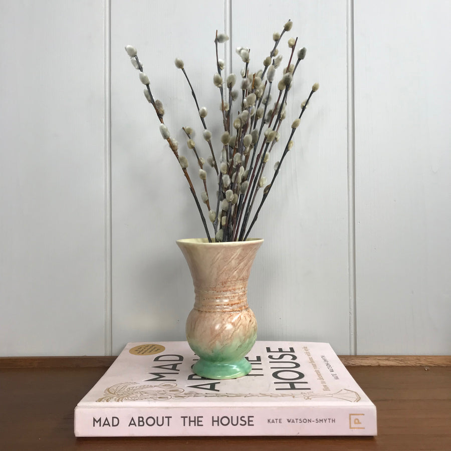 Art Deco Blush Pink/Green Vase - Medium