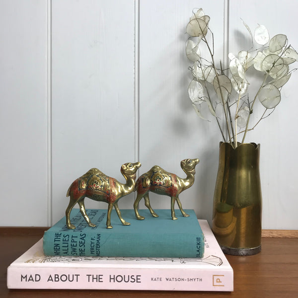 Petite Pair of Vintage Brass Camels