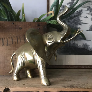 Vintage Mid Century Brass Elephant