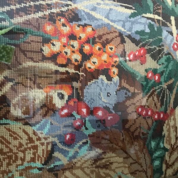Mid Century Woodland Framed Needlework