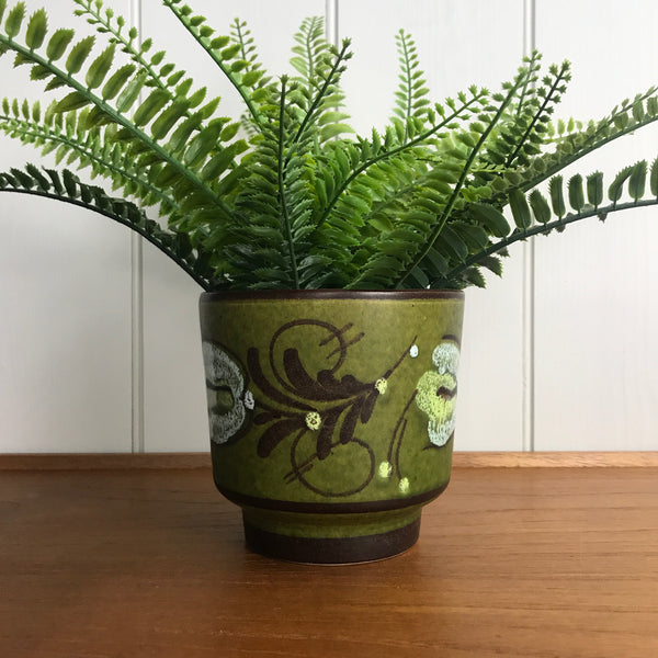 Mid Century Green Ceramic Planter