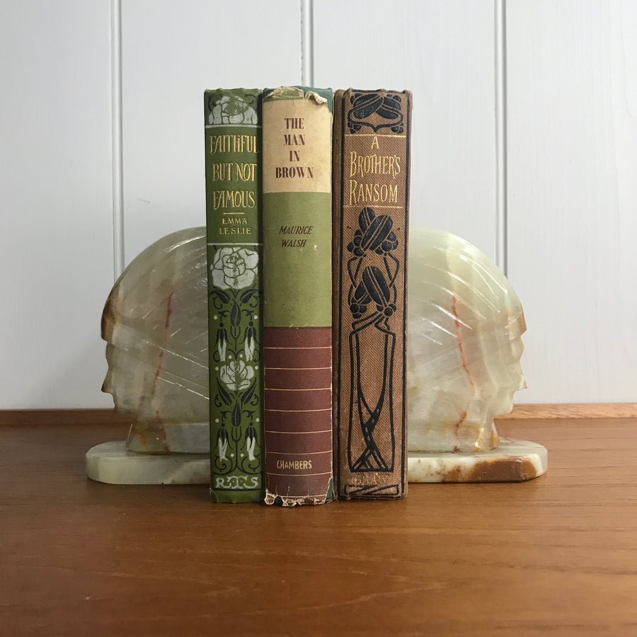 Mid Century Natural Onyx 'Native American Indian' Bookends
