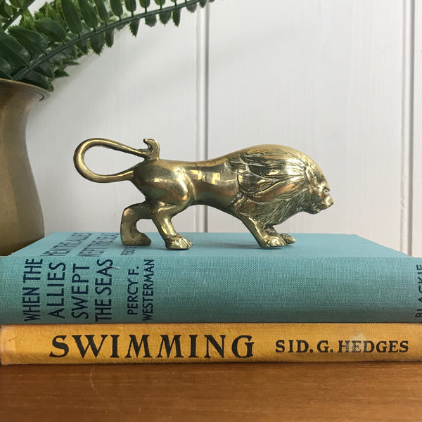 Mid Century Brass Lion #A1