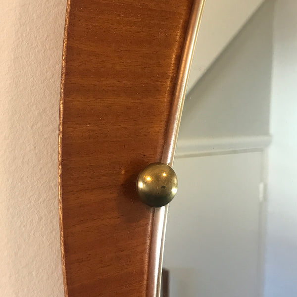 Mid Century Teak & Brass Mirror