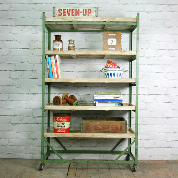 Industrial factory shoe rack/trolley - green