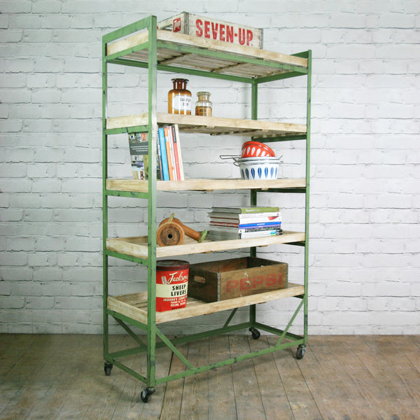 Industrial factory shoe rack/trolley - green