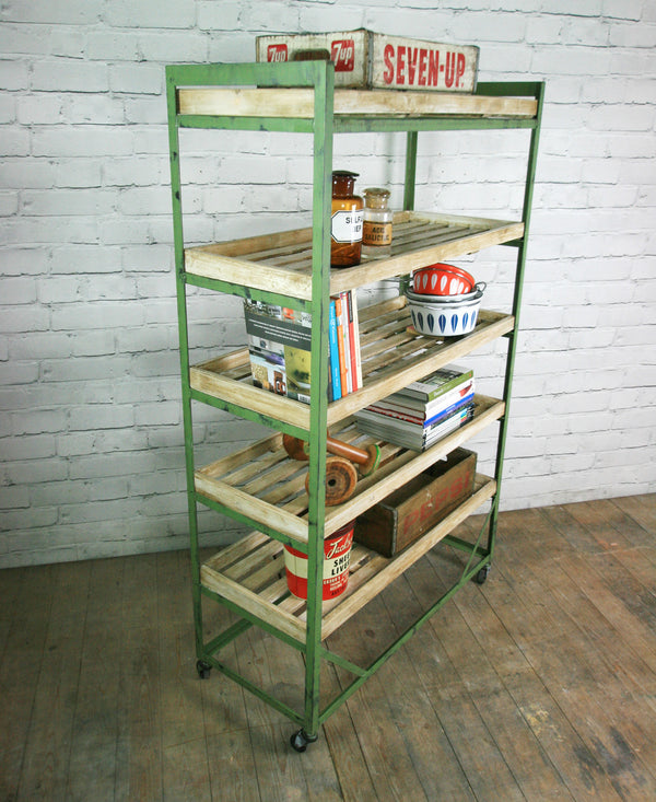 Industrial factory shoe rack/trolley - green