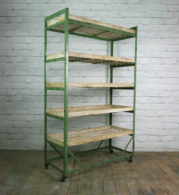 Industrial factory shoe rack/trolley - green