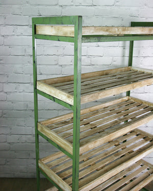 Industrial factory shoe rack/trolley - green