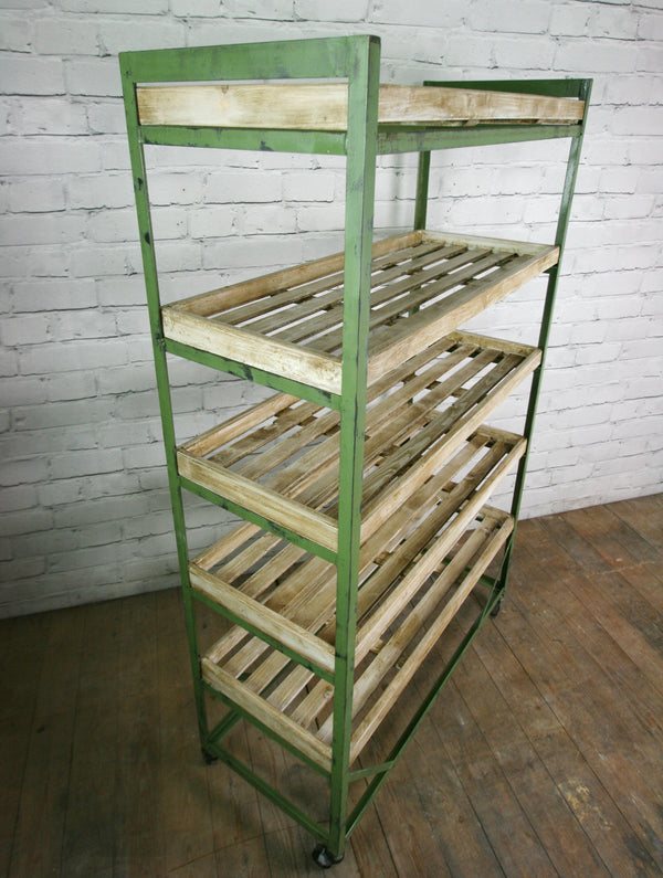 Industrial factory shoe rack/trolley - green