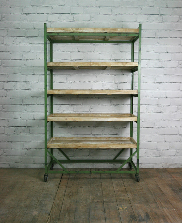 Industrial factory shoe rack/trolley - green