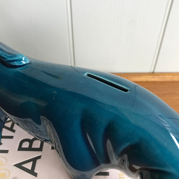 LARGE Blue Mid Century Ceramic Bull