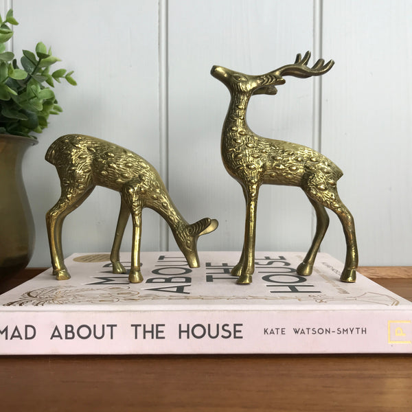 MEDIUM Vintage Brass Pair of Deer #A02