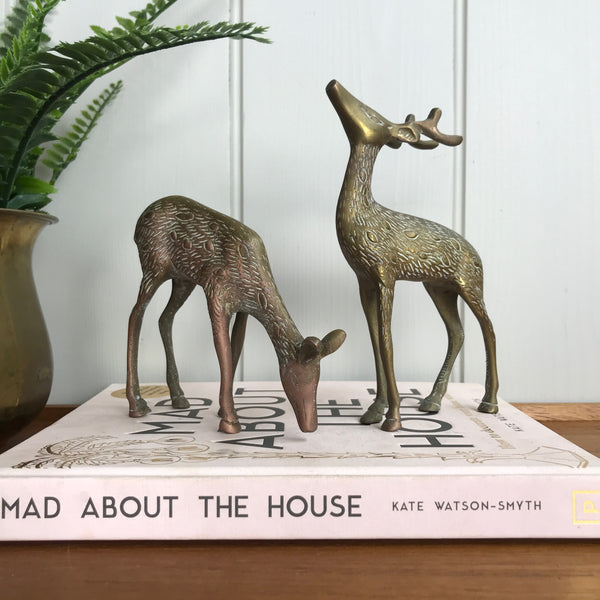 MEDIUM Vintage Brass Pair of Deer #agedbrass