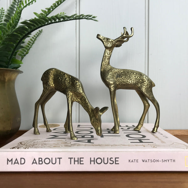 MEDIUM Vintage Brass Pair of Deer #A11