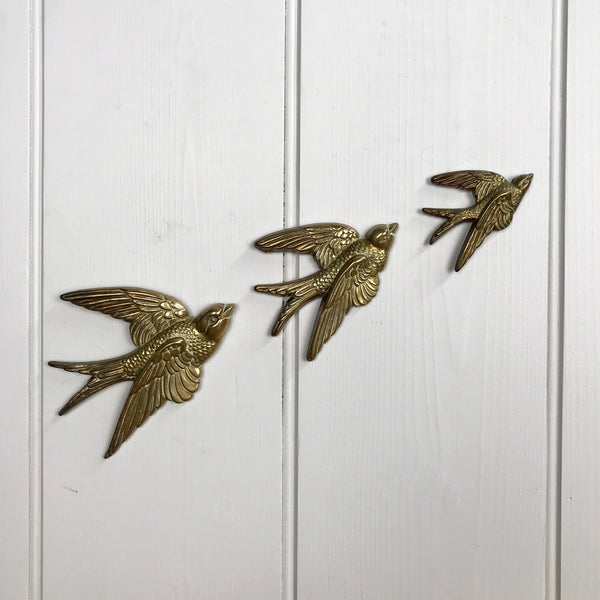 Brass Mid Century Flying Swallows #SET2