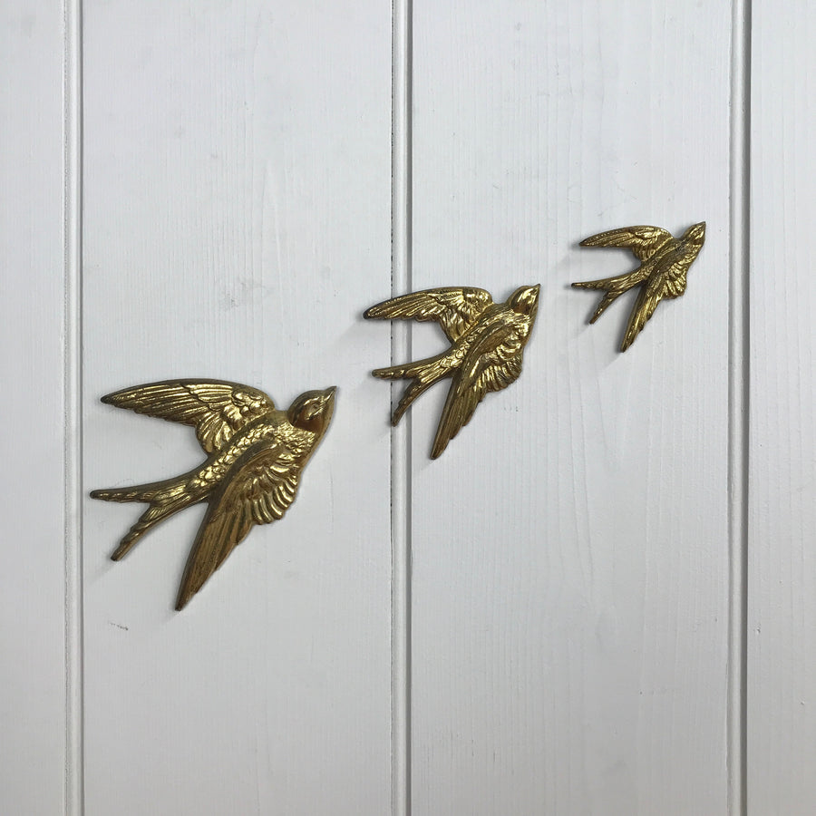 Brass Mid Century Flying Swallows #A111