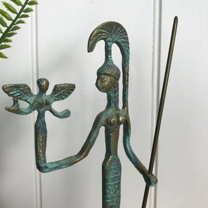 Mid Century Bronze Warrior Woman Ornament