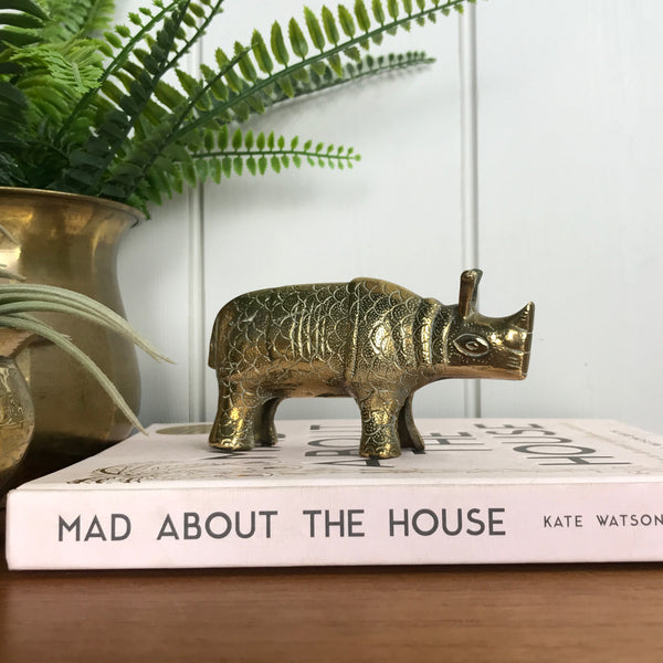 Mid Century Brass Rhino Ornament