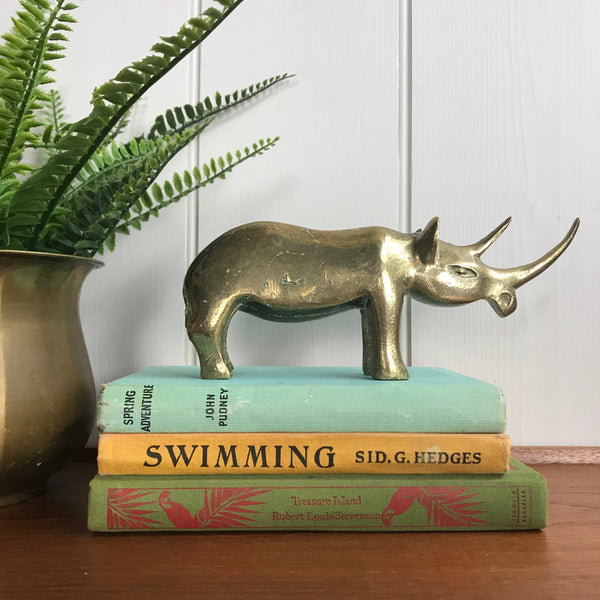 Vintage Brass Rhino Ornament