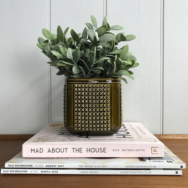 Mid Century Green 'Manhattan' Ceramic Planter