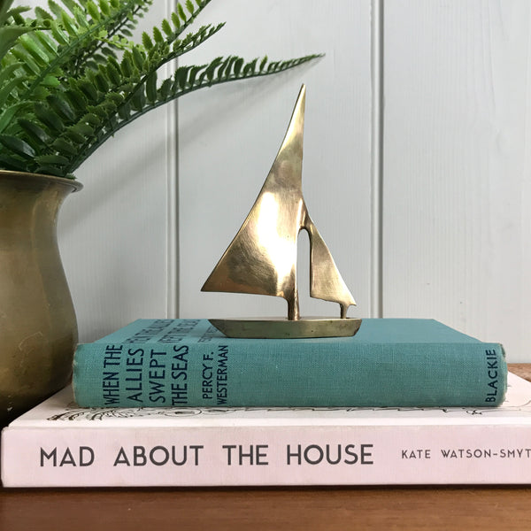 Mid Century Brass Yacht / Sailing Boat #A1