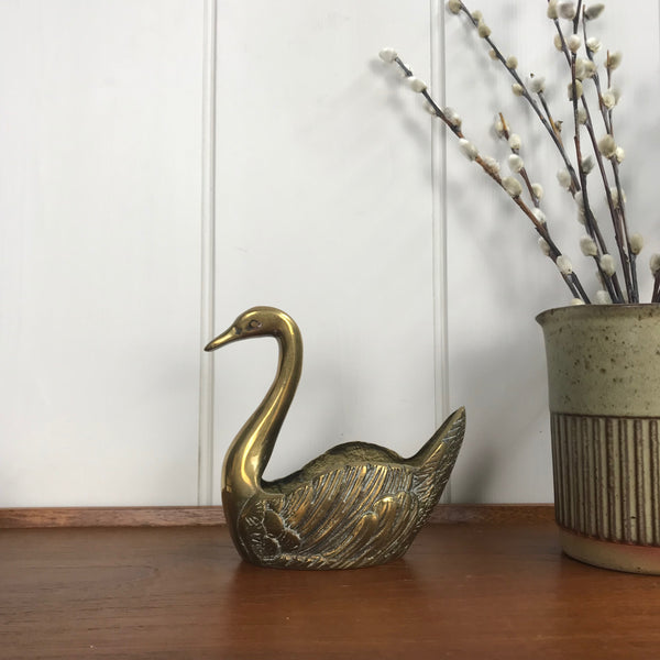 Vintage Brass Swan Planter #A1 - Medium