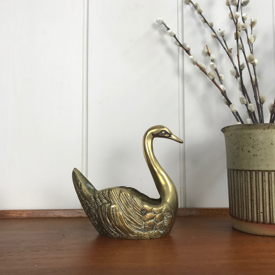 Vintage Brass Swan Planter #A1 - Medium