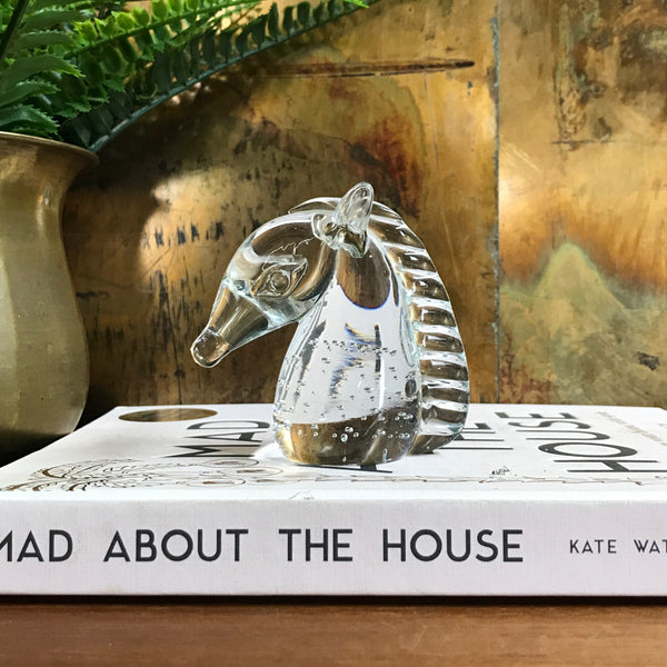 Mid Century Glass Horse Head Ornament