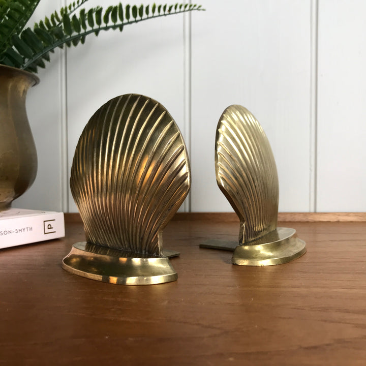 Mid Century Brass Clam Bookends