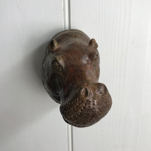 Mid Century Carved Hippo Head/Wall Plaque #1